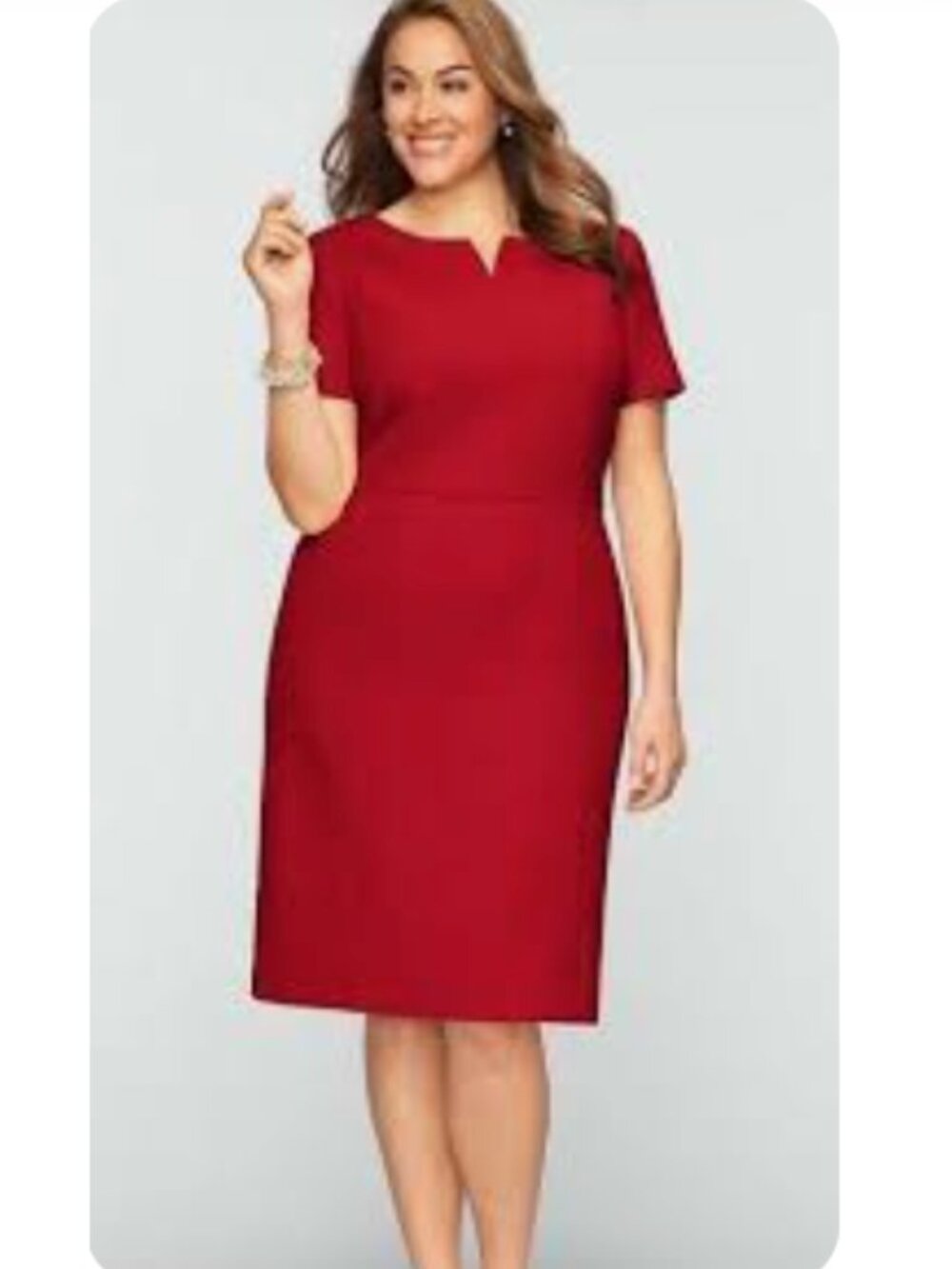 Talbots Red Short-Sleeve Mini Dress, Size 12W